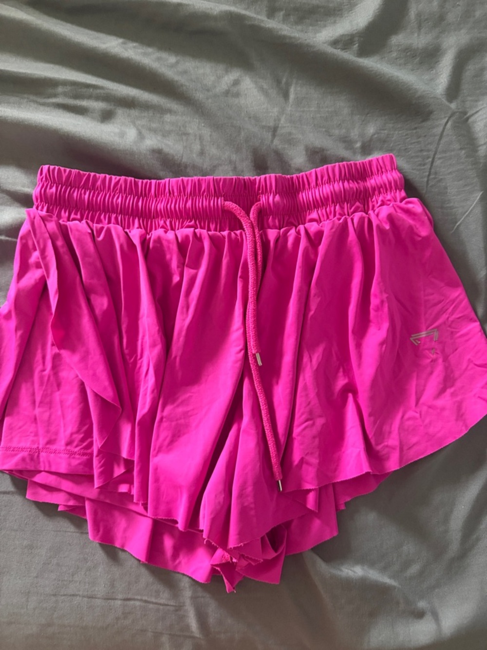 Women's Hot Pink Athletic Ruffle Shorts